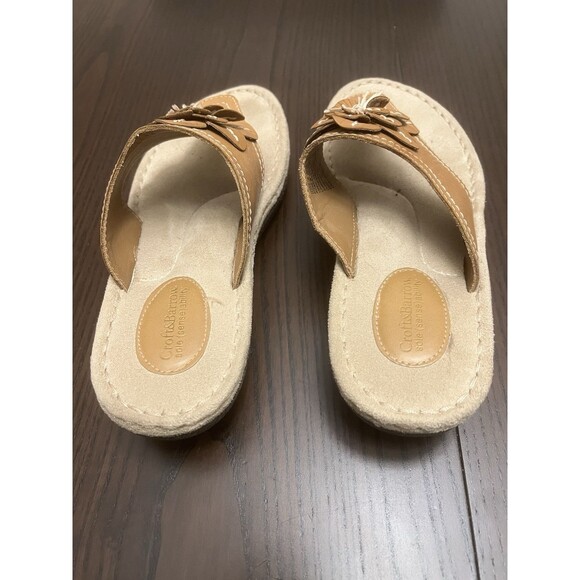 Croft & Barrow Sole Sense-ability  9Leather Flower Sandals Thongs - Picture 4 of 7